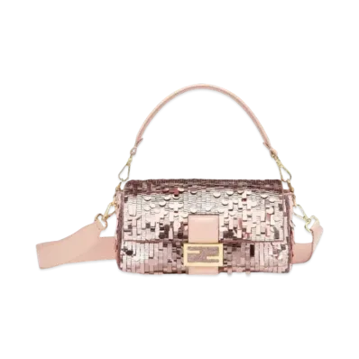 FENDI Baguette Sequin and Leather Bag "Pink"