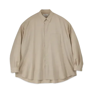 Graphpaper Extra Fine Wool L/S Oversized Regular Collar Shirt "Beige"
