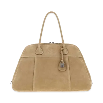 MIU MIU Women's Suede Vivant Shopping Bag "Beige"