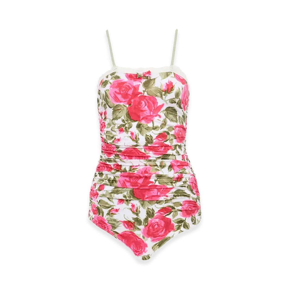 Chloe Women's Printed Stretch Nylon Bodysuit "Floral"