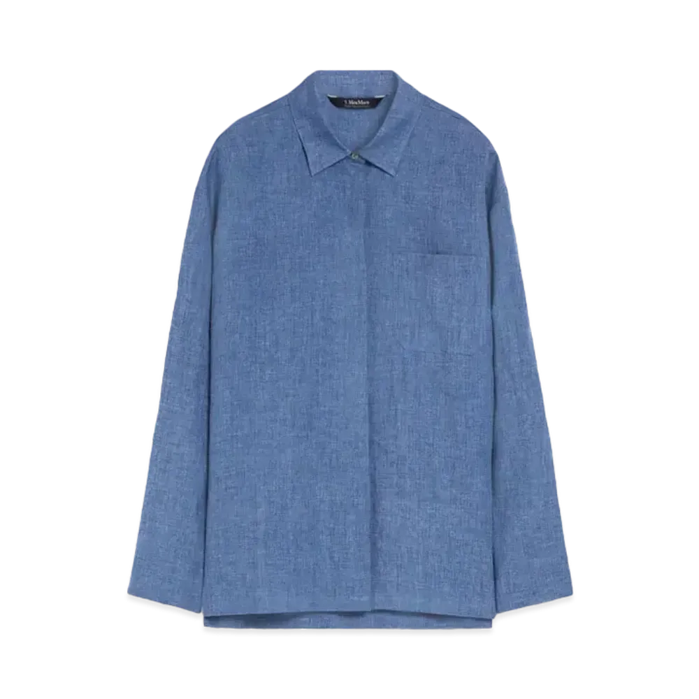 Max Mara Cassia Pure Linen Canvas Shirt "Avio"