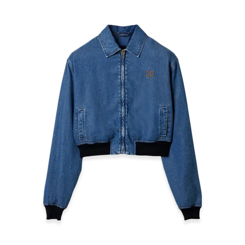 MIU MIU Women's Denim Blouson Jacket "Blue"