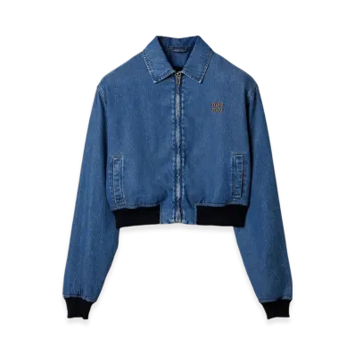 MIU MIU Women's Denim Blouson Jacket "Blue"