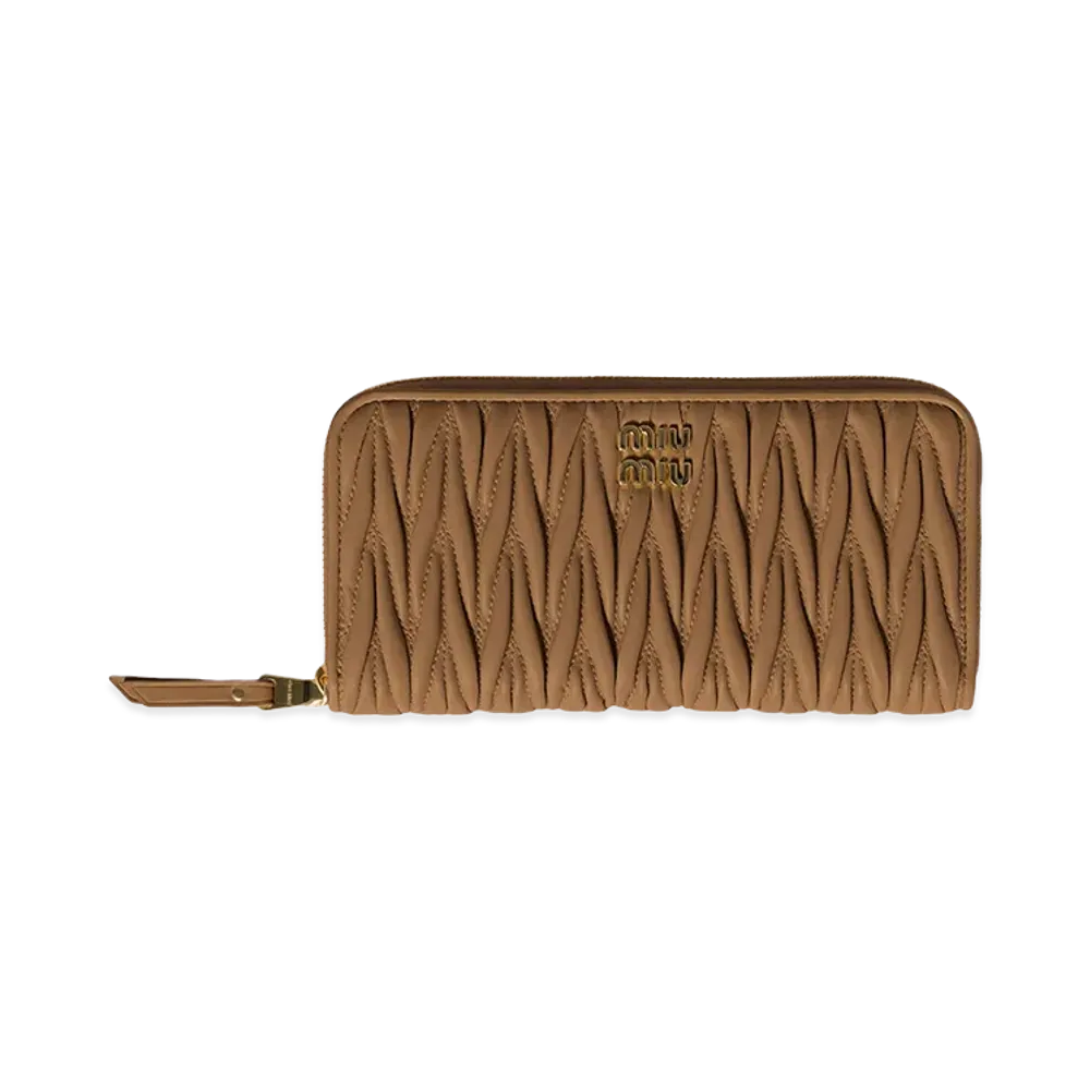 MIU MIU Large Matelasse Nappa Leather Wallet "Caramel"