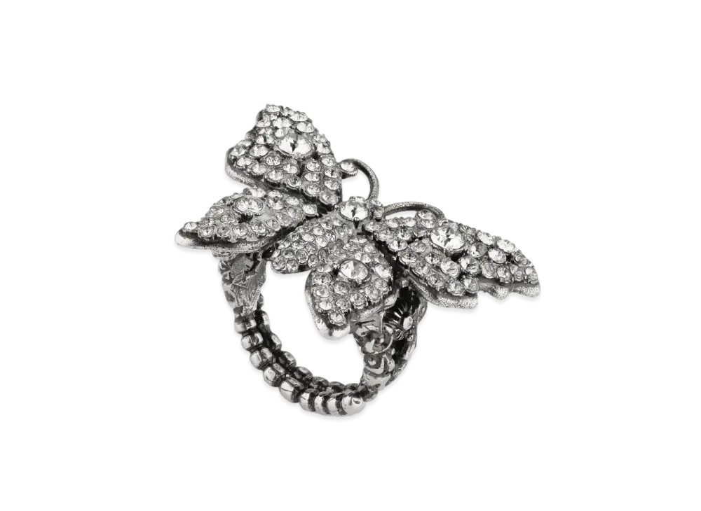 GUCCI Crystal Butterfly Metal Ring "Crystal"