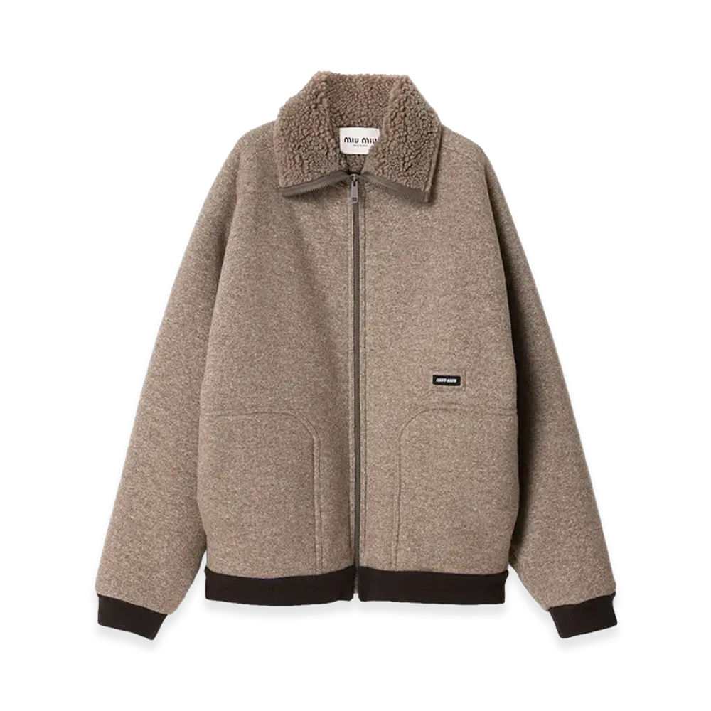 MIU MIU Women's Cotton Fleece Zipper Blouson Jacket "Cord Beige"