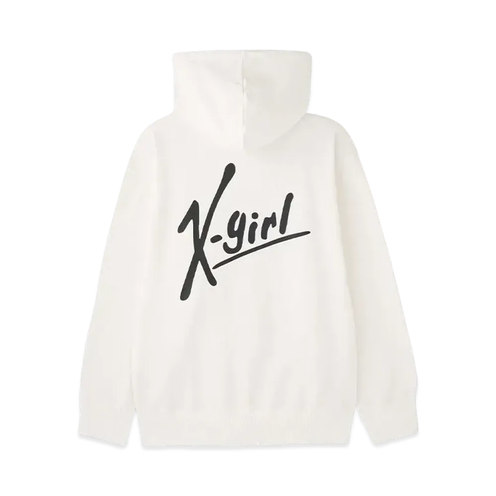 X-Girl Handwriting Logo Zip Up Sweat Hoodie "White"