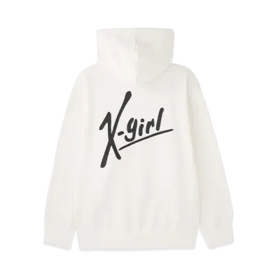X-Girl Handwriting Logo Zip Up Sweat Hoodie "White"