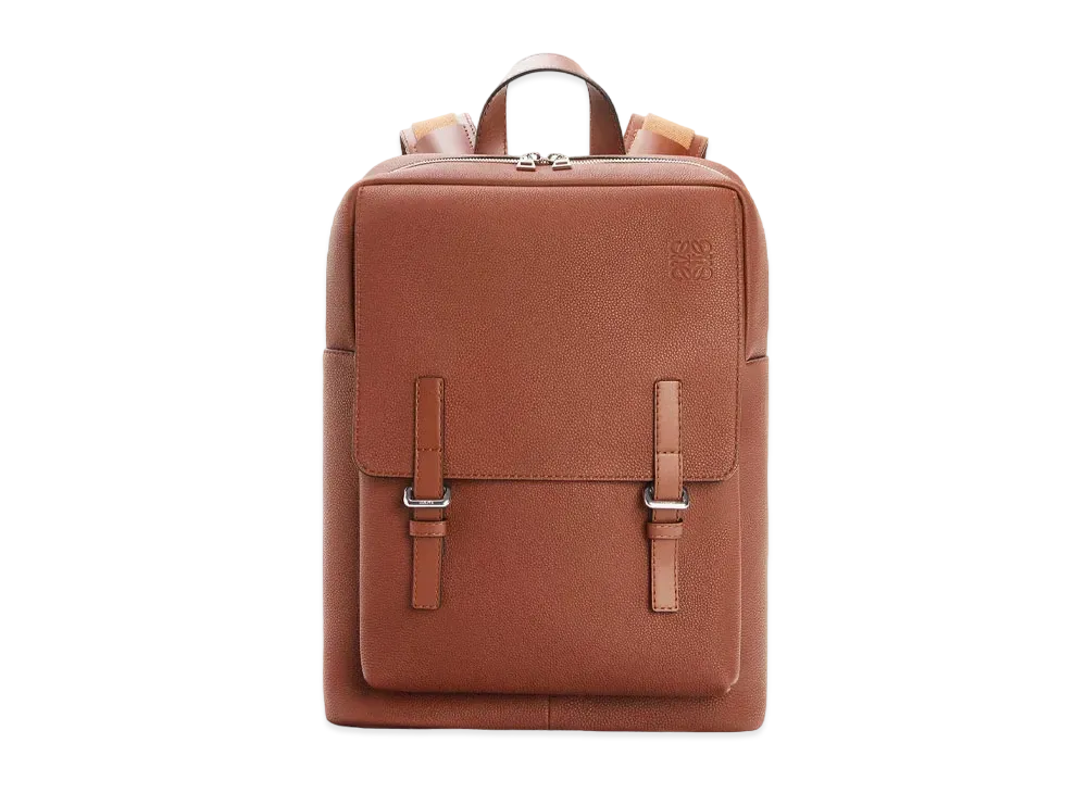 LOEWE Military Backpack In Soft Grained Calfskin "Cognac"