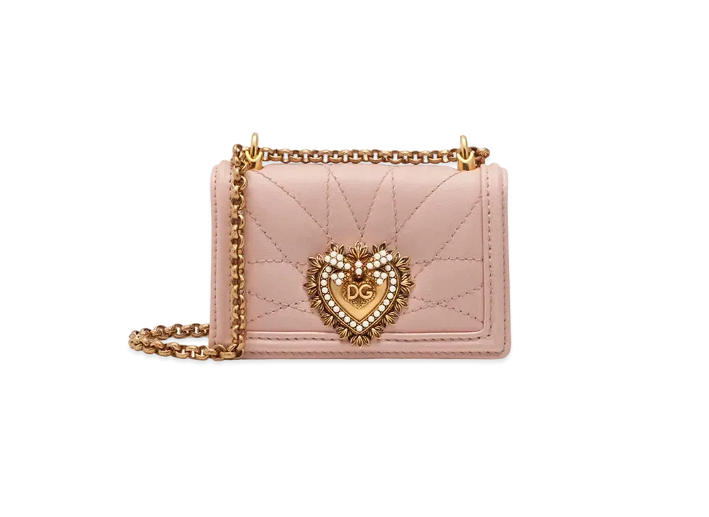 Dolce&Gabbana Devotion Micro Bag Matrasse Nappa Leather "Pale Pink"