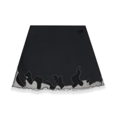 Diesel O-Lane-R1 Nylon Mini Skirt With Tulle Insert "Black"