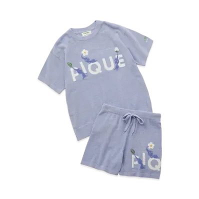 GELATO PIQUE x PIKMIN Jacquard Pullover & Shorts Set "Blue"