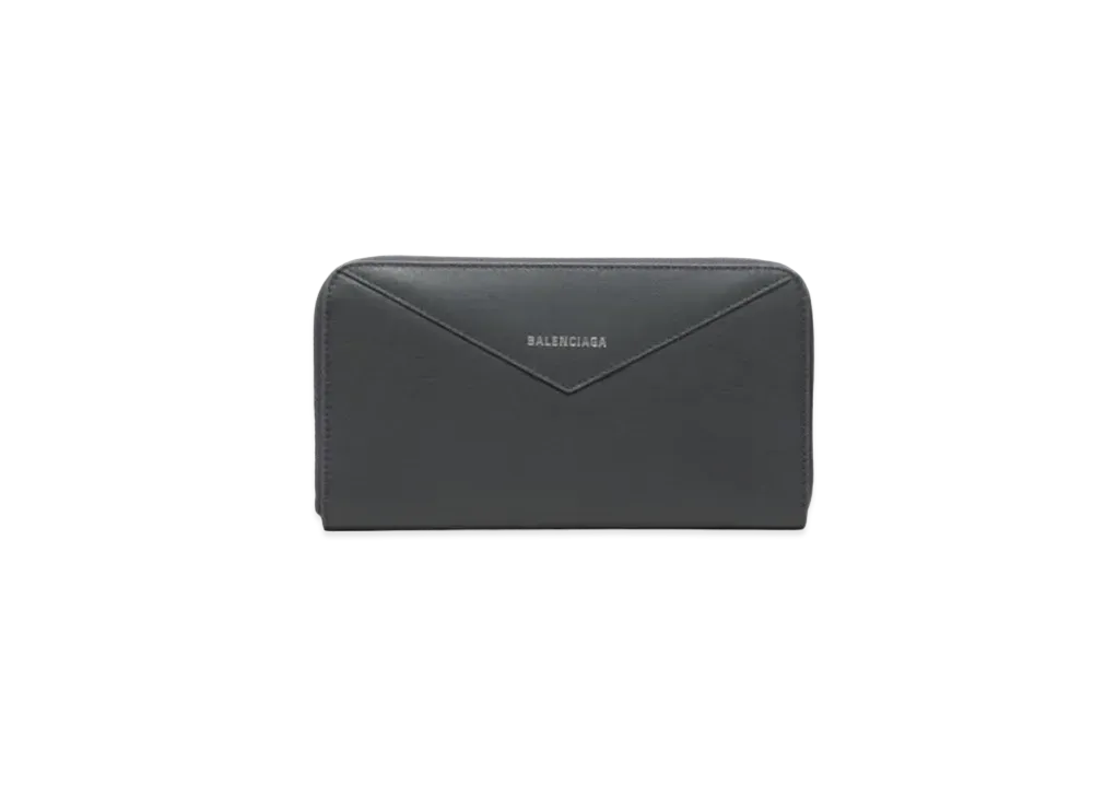 BALENCIAGA Paper Stone Paper Horizontal Full-Zip Wallet "Gray"