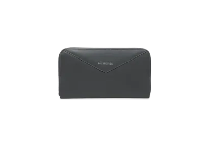BALENCIAGA Paper Stone Paper Horizontal Full-Zip Wallet "Gray"