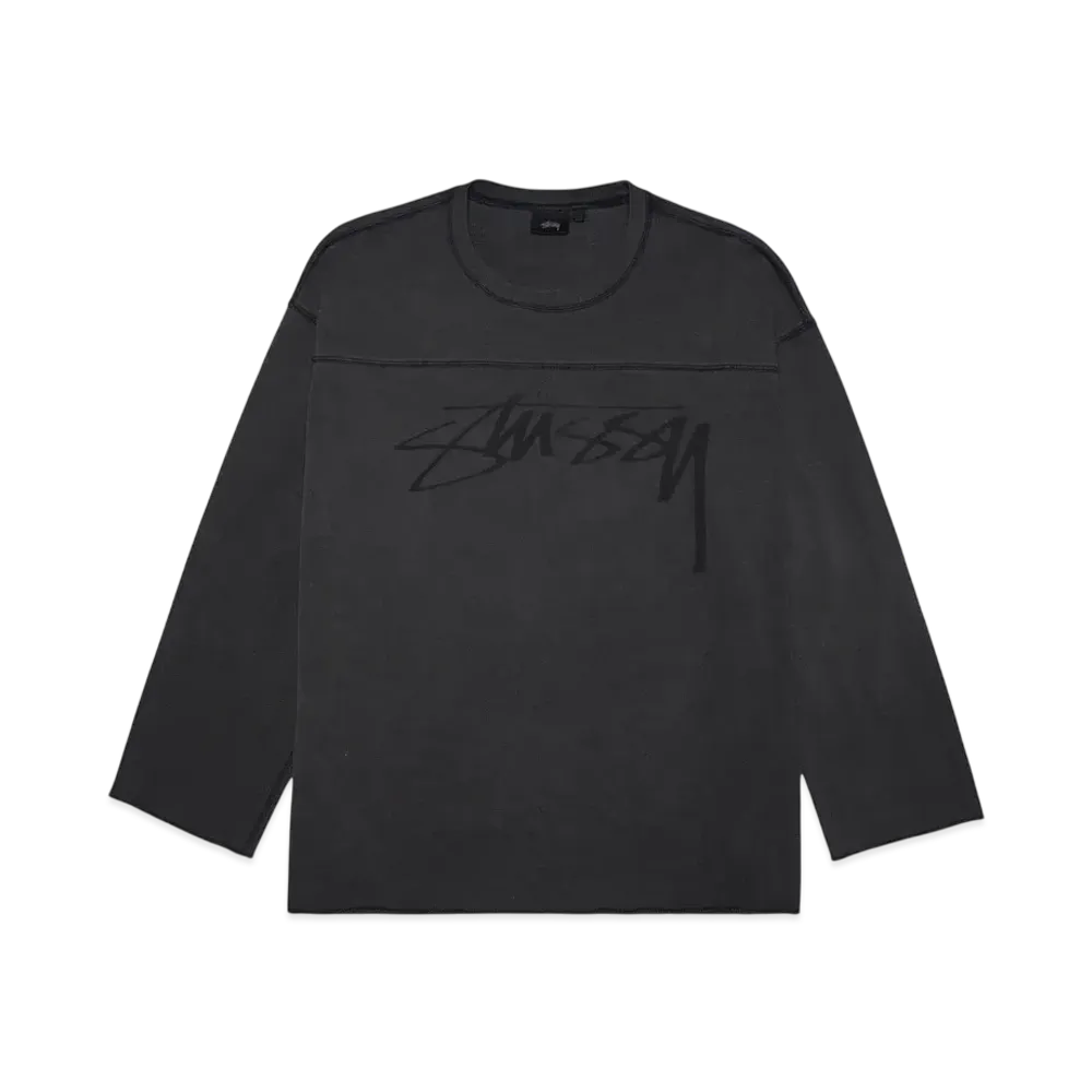 Stussy Football Crew Pig. Dyed "Washed Black"