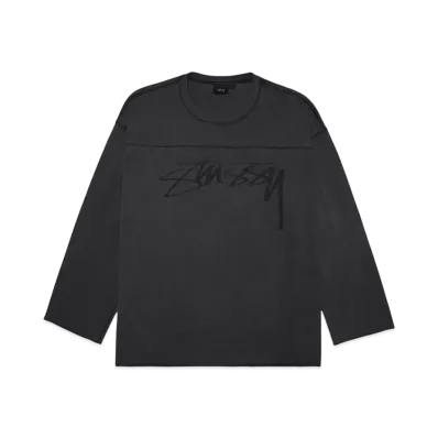Stussy Football Crew Pig. Dyed "Washed Black"