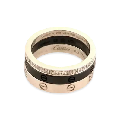 Cartier Love Ring Three Hoop Diamond "Pink Gold" Ceramic