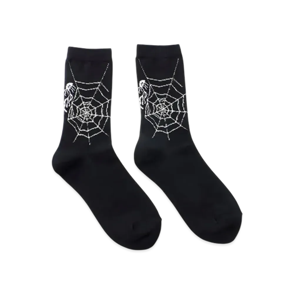 S'YTE Cotton Plain Stitch Spider Web Socks "Black"