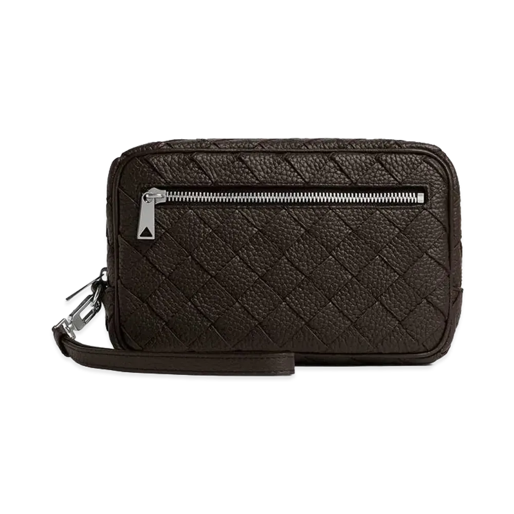 Bottega Veneta Intrecciato Small Wristlet Pouch "Fondente"