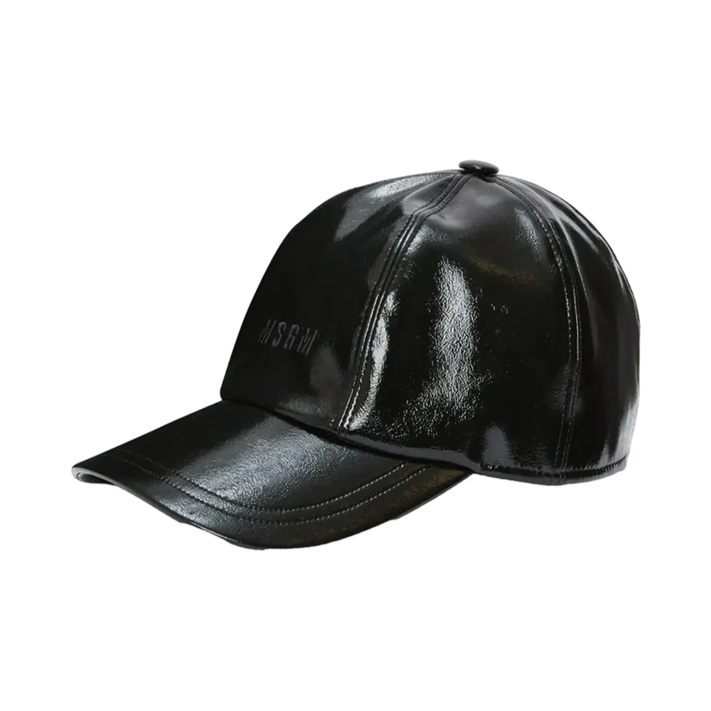MSGM Patent Leather Baseball Cap "Black"