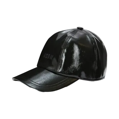 MSGM Patent Leather Baseball Cap "Black"