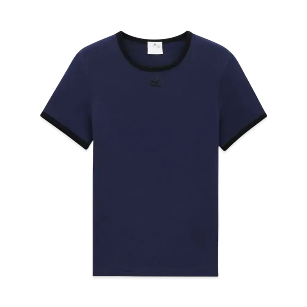 Courreges Men's Signature Contrast T-Shirt "Navy/Black"