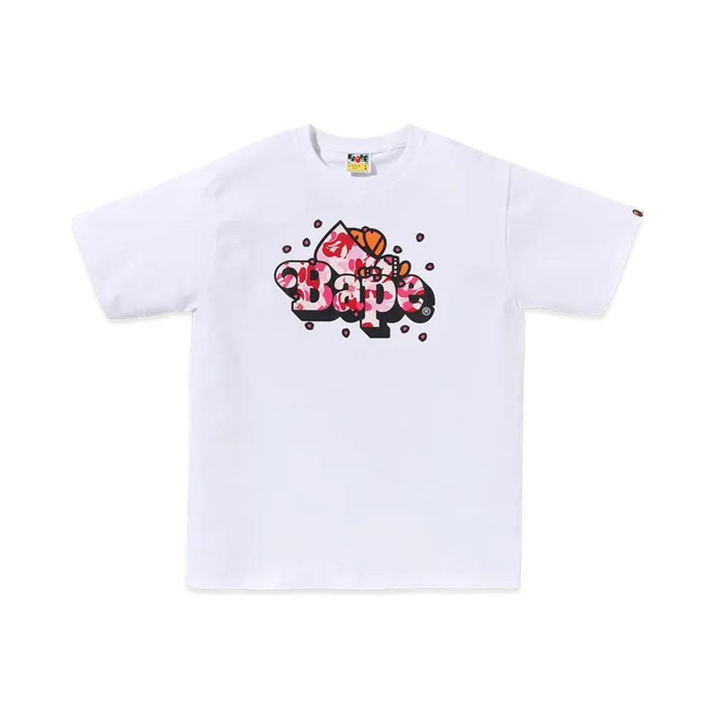 A BATHING APE Kids ABC Sakura Camo Milo On Bape Tee "White"