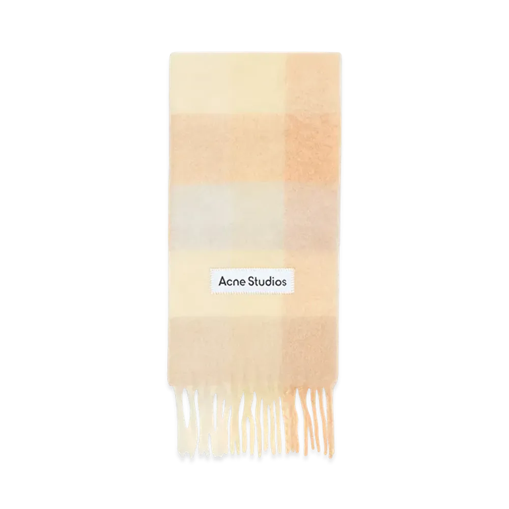Acne Studios Mohair Check Scarf "Peach/White/Beige"