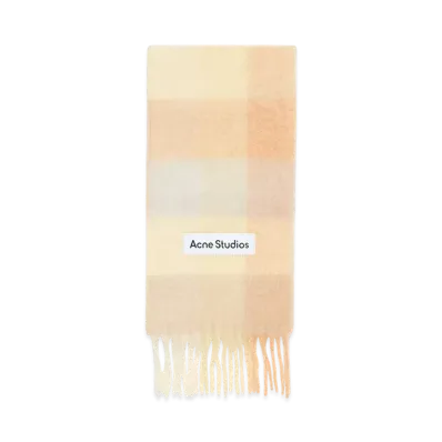 Acne Studios Mohair Check Scarf "Peach/White/Beige"