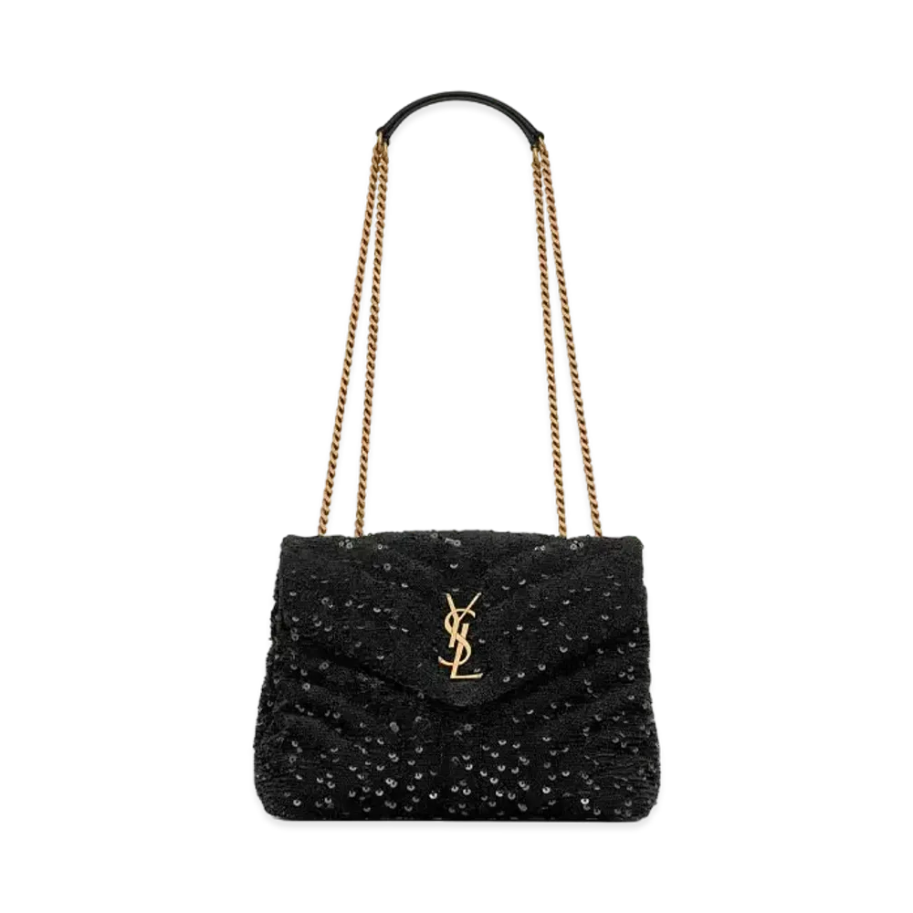 SAINT LAURENT Loulou Small In Matelasse Y Leather, Satin And Sequins "Black"
