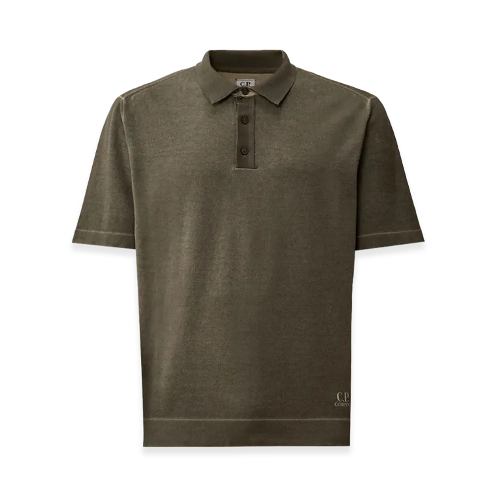 C.P. Company Cotton Crepe Double Dyed Polo "Gunmetal Grey"