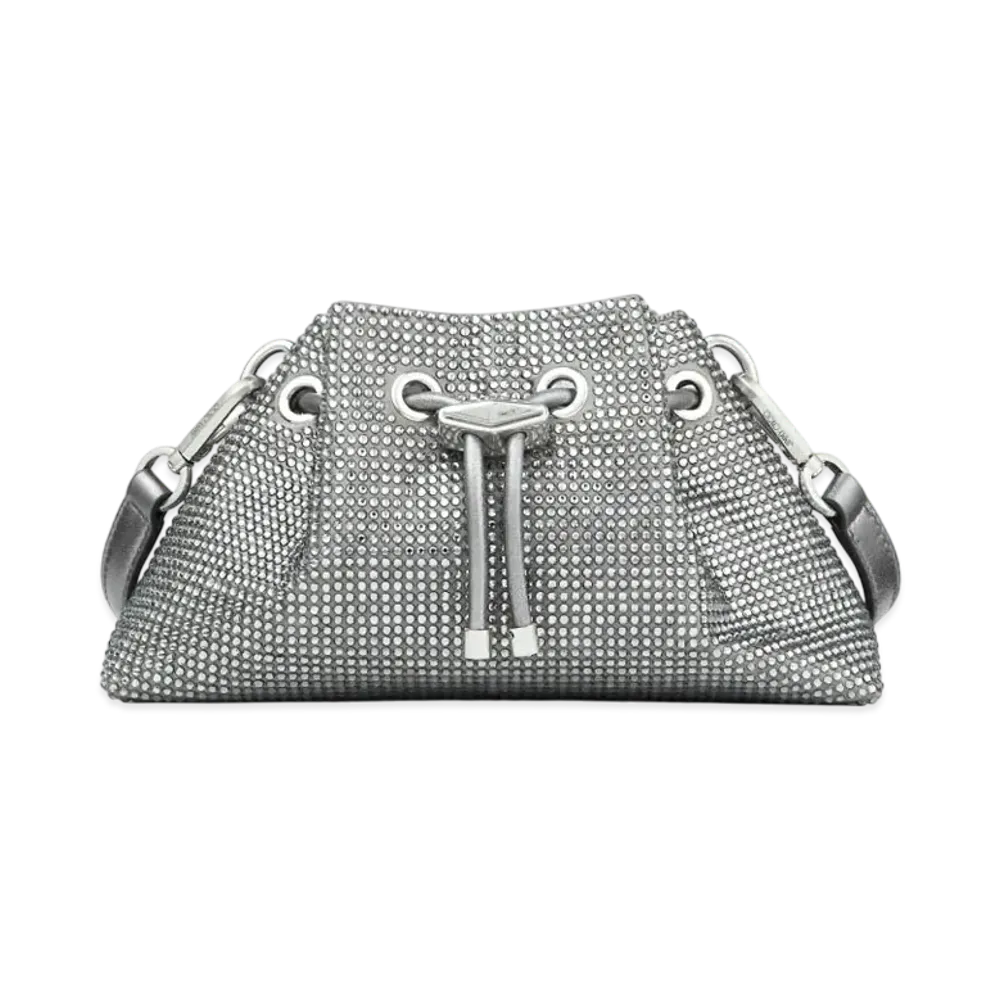 Jimmy Choo Cinch S Satin Crystal Bag "Ash/Antique Silver"