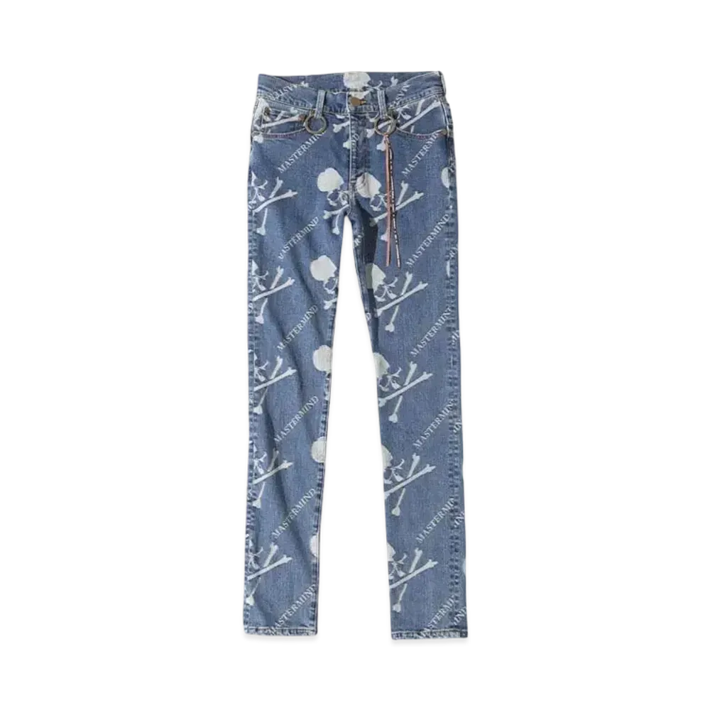 mastermind WORLD Water Repellent Monogram Denim Pants Skinny Fit "Indigo"