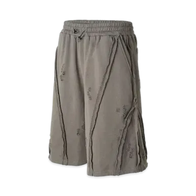 The Boy Has No Patience Moonstone Cobweb Embroidery Destroyed Shorts "Grey"