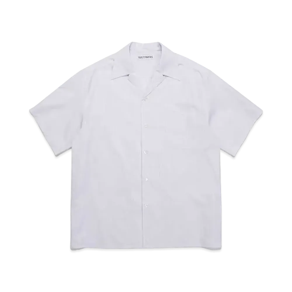 WACKO MARIA STRIPED OPEN COLLAR SHIRT (IMPOET FABRIC / S.I.C.TESS.) "Pink"