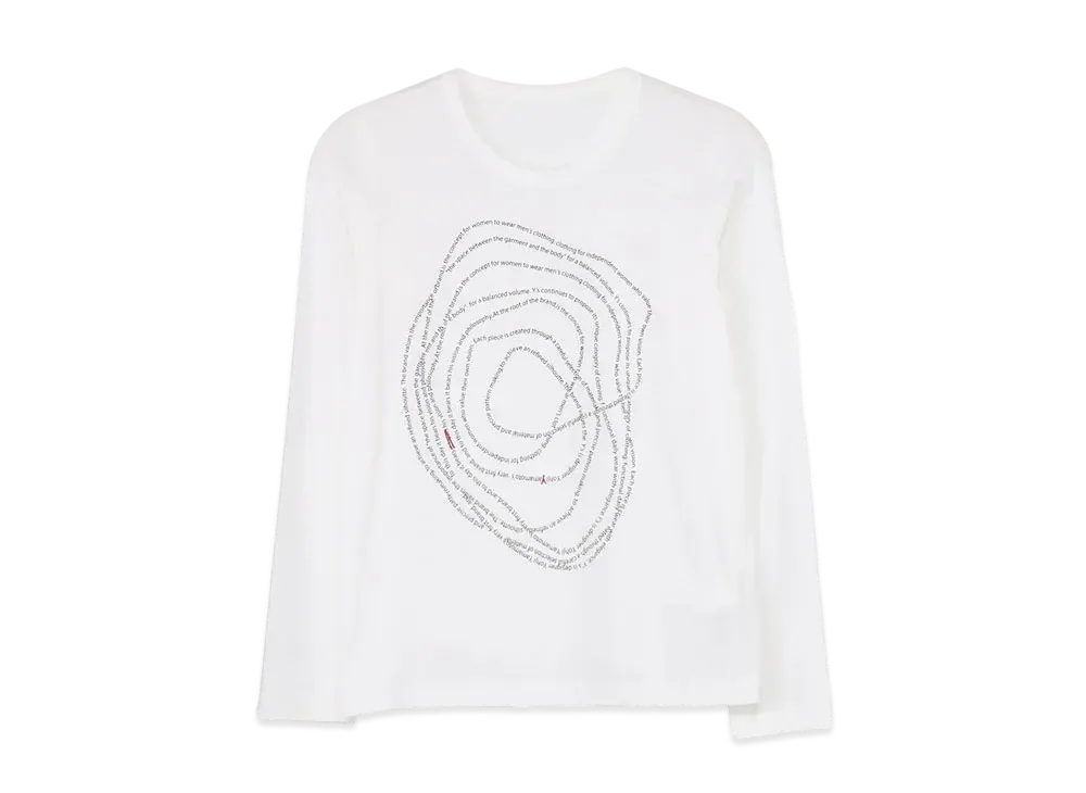 Yohji Yamamoto Y's MESSAGE PIGMENT PRINT ROUND NECK LONG SLEEVE T "Off White"