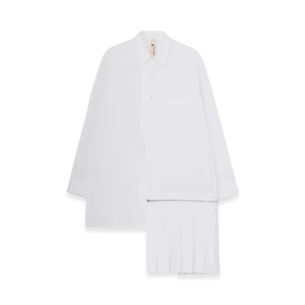 Ground Y Cotton Broad Left Hem Pleated Shirt "White"