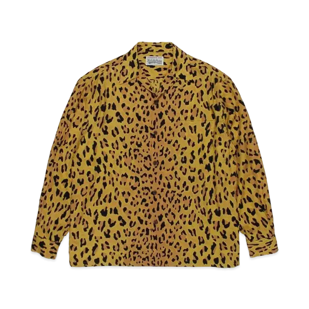 WACKO MARIA Leopard Open Collar Shirt "Yellow"