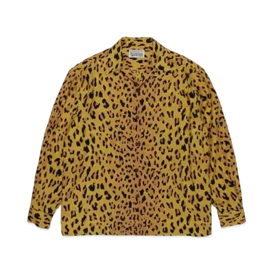 WACKO MARIA Leopard Open Collar Shirt "Yellow"