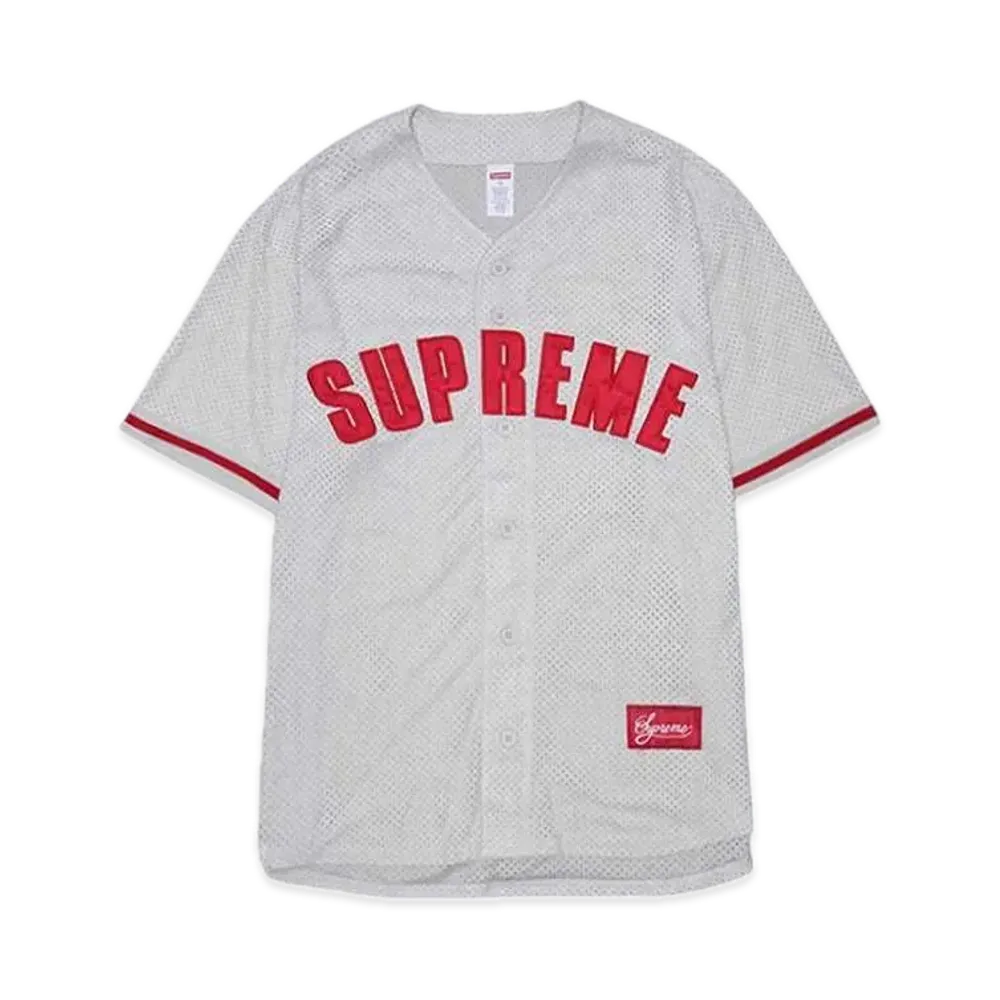 Supreme Ultrasuede Mesh Baseball Jersey "Grey"