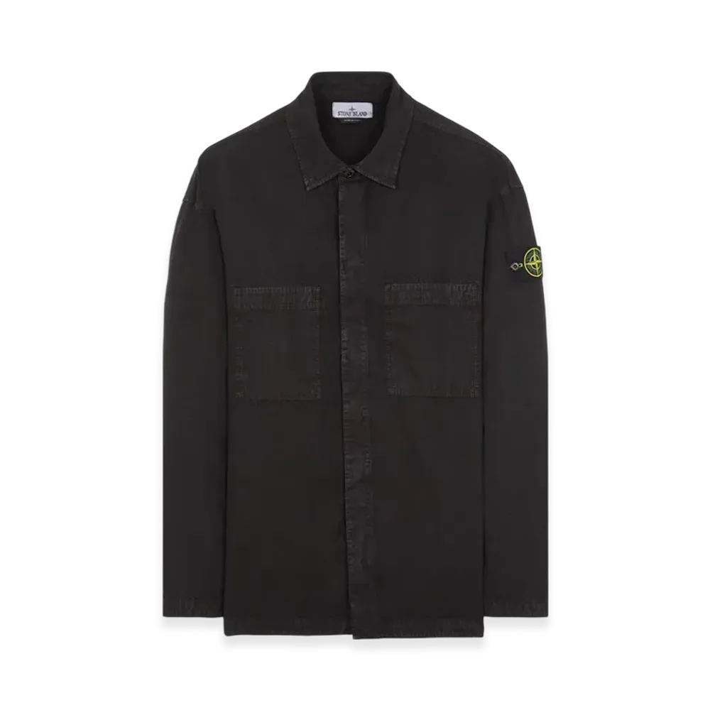 Stone Island 112WN Brushed Cotton Canvas Garment Dyed Overshirt - 23FW "Black"