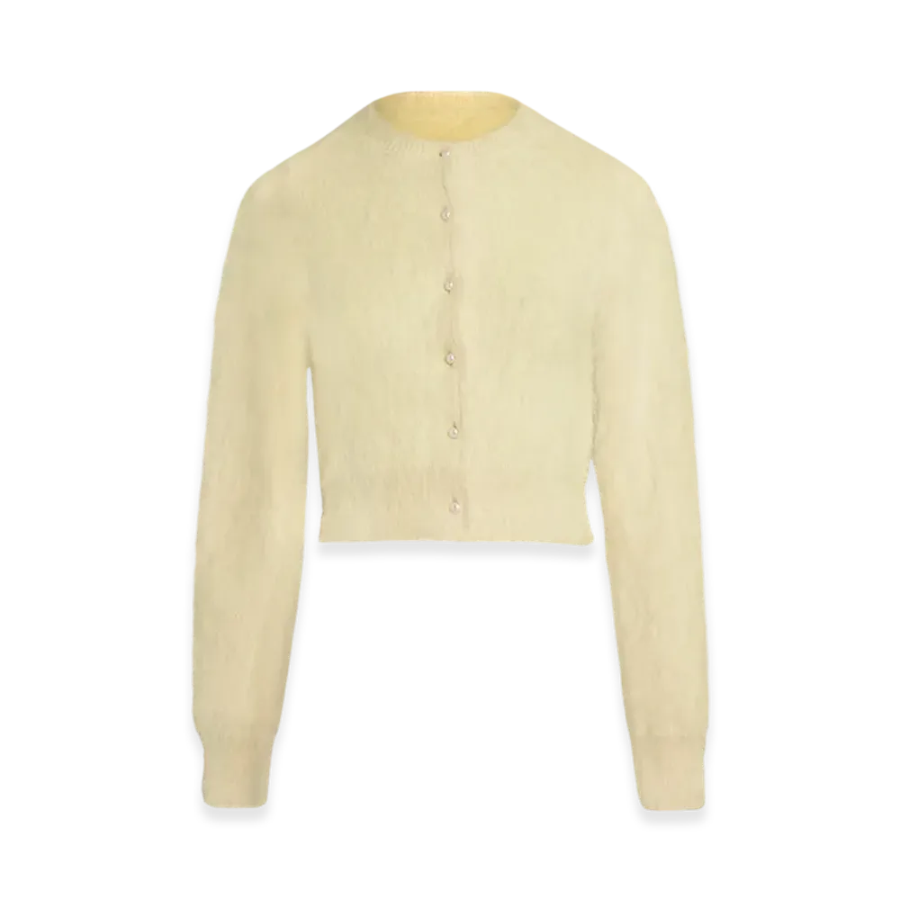 Maison Margiela Women's Cropped Knit Cardigan "Lemon"