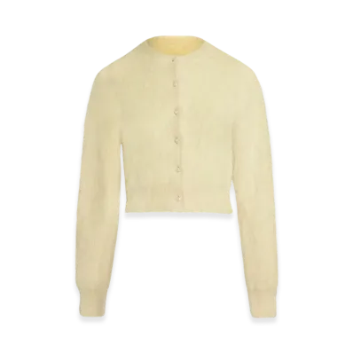 Maison Margiela Women's Cropped Knit Cardigan "Lemon"