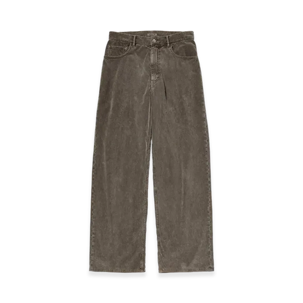 AURALEE Pigment Dyed Finx Cordurory Wide 5P Pants "Olive Brown"
