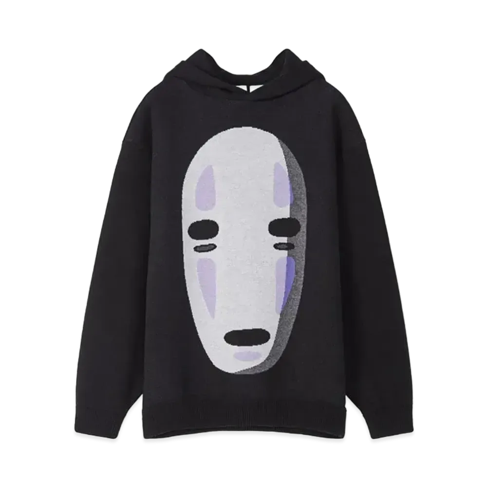 LOEWE x Spirited Away Kaonashi Knit Hoodie In Cotton "Black"