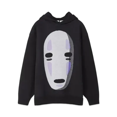LOEWE x Spirited Away Kaonashi Knit Hoodie In Cotton "Black"