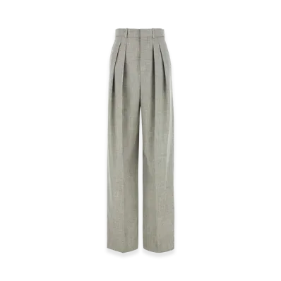 Saint Laurent Women's Grey Wool Pant "Beige/Tan"