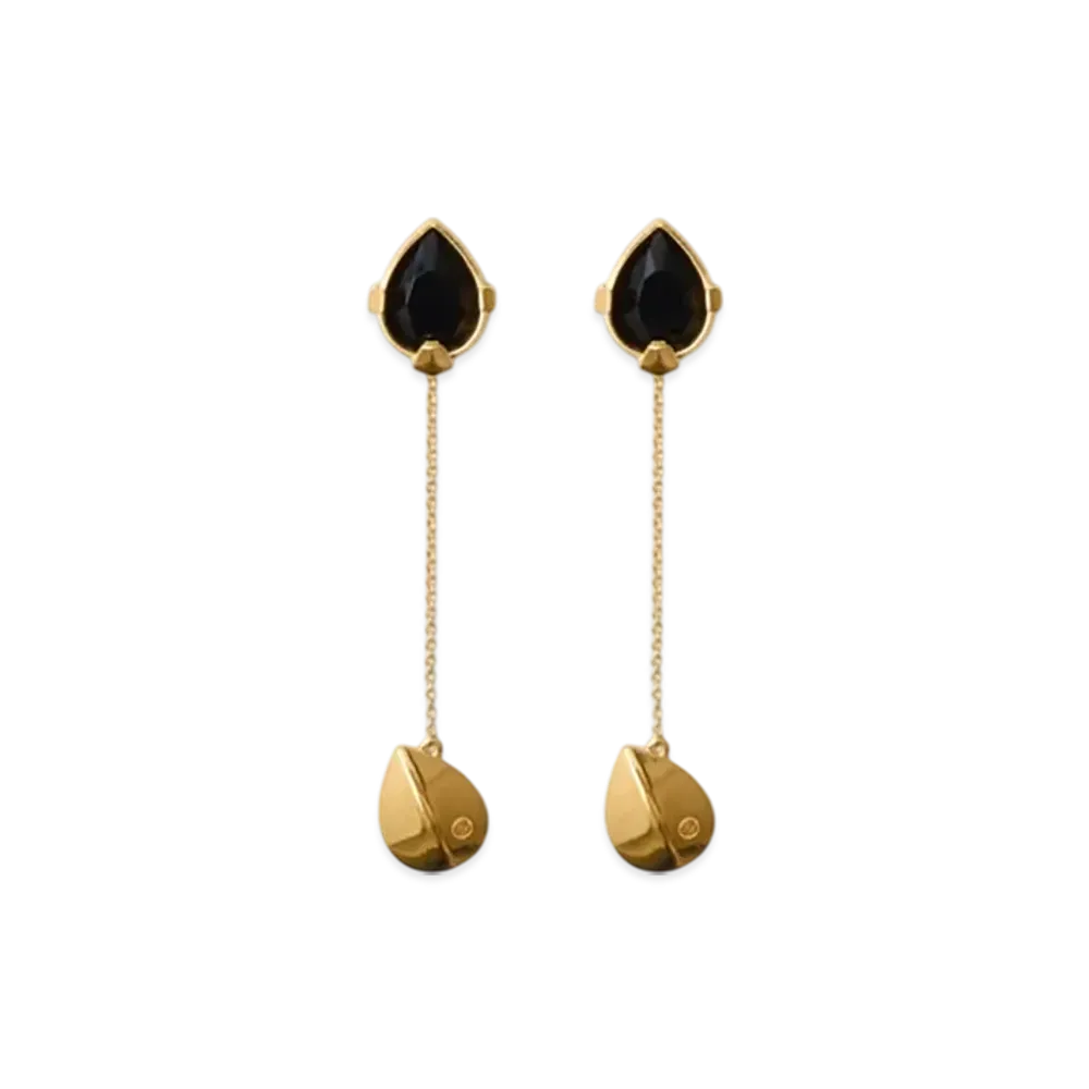 Burberry Onyx Shield Pendant Earrings "Gold/Black"