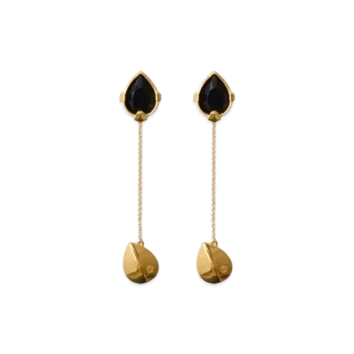 Burberry Onyx Shield Pendant Earrings "Gold/Black"