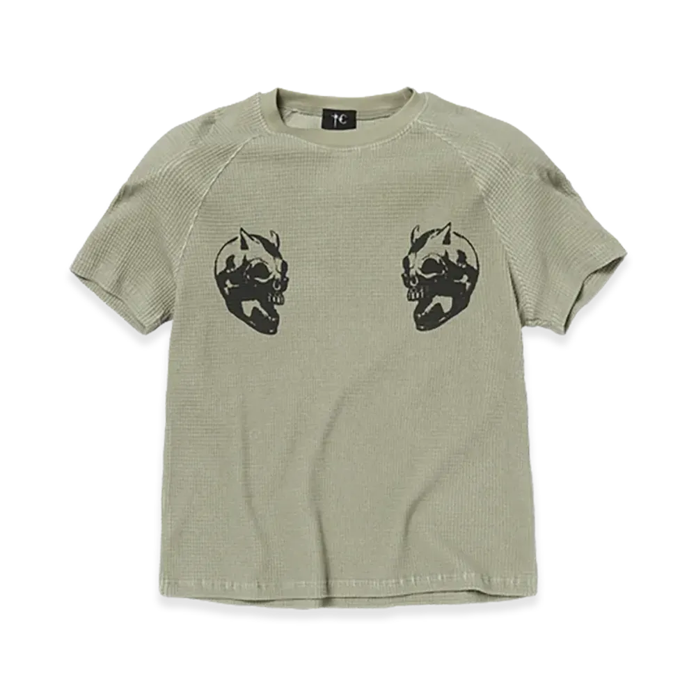 THUG CLUB Bulk Shoulder Waffle T-Shirt "Khaki"